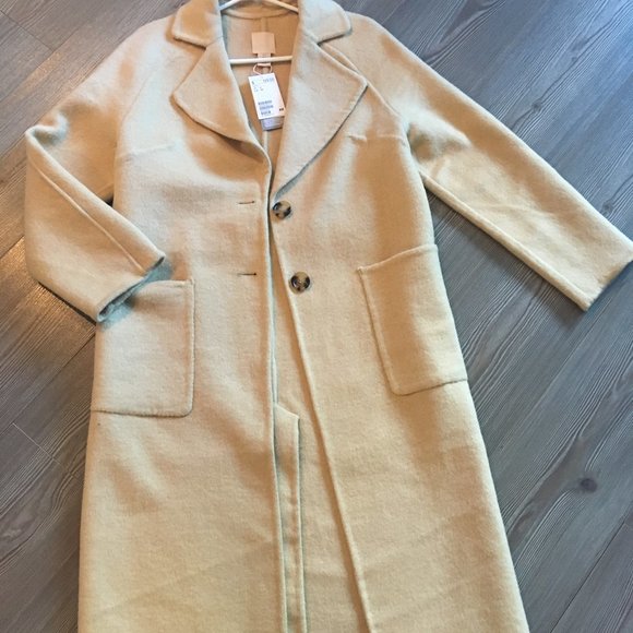 NWT Cream Wool Blend Coat with Eggshell buttons - Picture 2 of 4
